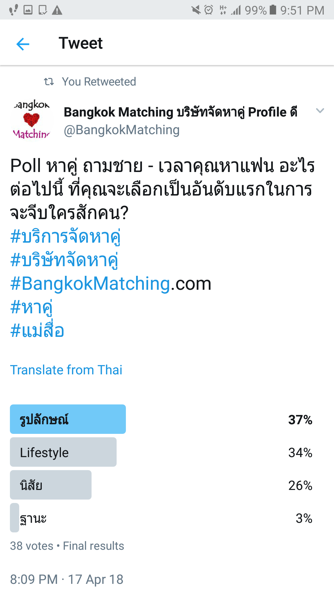 Poll หาคู่ เวลาหาคู่หาแฟน เลือกอะไรเป็นอันดับแรกในการหาคู่ บริษัทจัดหาคู่ เว็บหาคู่