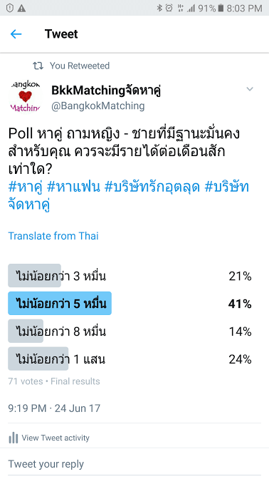 67172 Poll บริษัทจัดหาคู่ บริการจัดหาคู่ เว็บหาคู่ น่าเชื่อถือ ปลอดภัย pantip BangkokMatching.com 