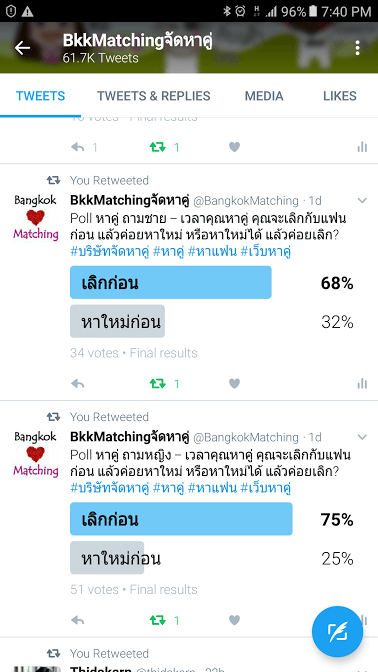 2161 Poll บริษัทจัดหาคู่ bangkokmatching.com บริษัทหาคู่ บริการหาคู่ หาคู่ หาแฟนจริงจัง