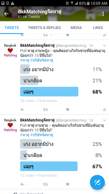 1461 Poll บริษัทจัดหาคู่ bangkokmatching.com บริษัทหาคู่ บริการหาคู่ หาคู่ หาแฟนจริงจัง